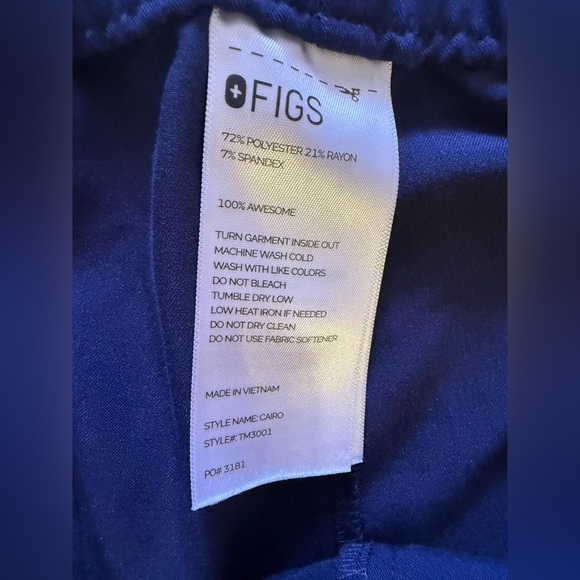 Figs Technical Collection Scubs Pants Navy Size XL Inseam 32 - Picture 15 of 16